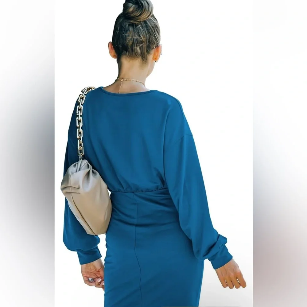 NWT No Label Size L Army Green Shirt Dress - Picture 3 of 7